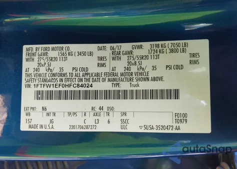 2017 Ford F-150 Xl z USA, uszkodzony, nr VIN 1FTFW1EF0HFC84024